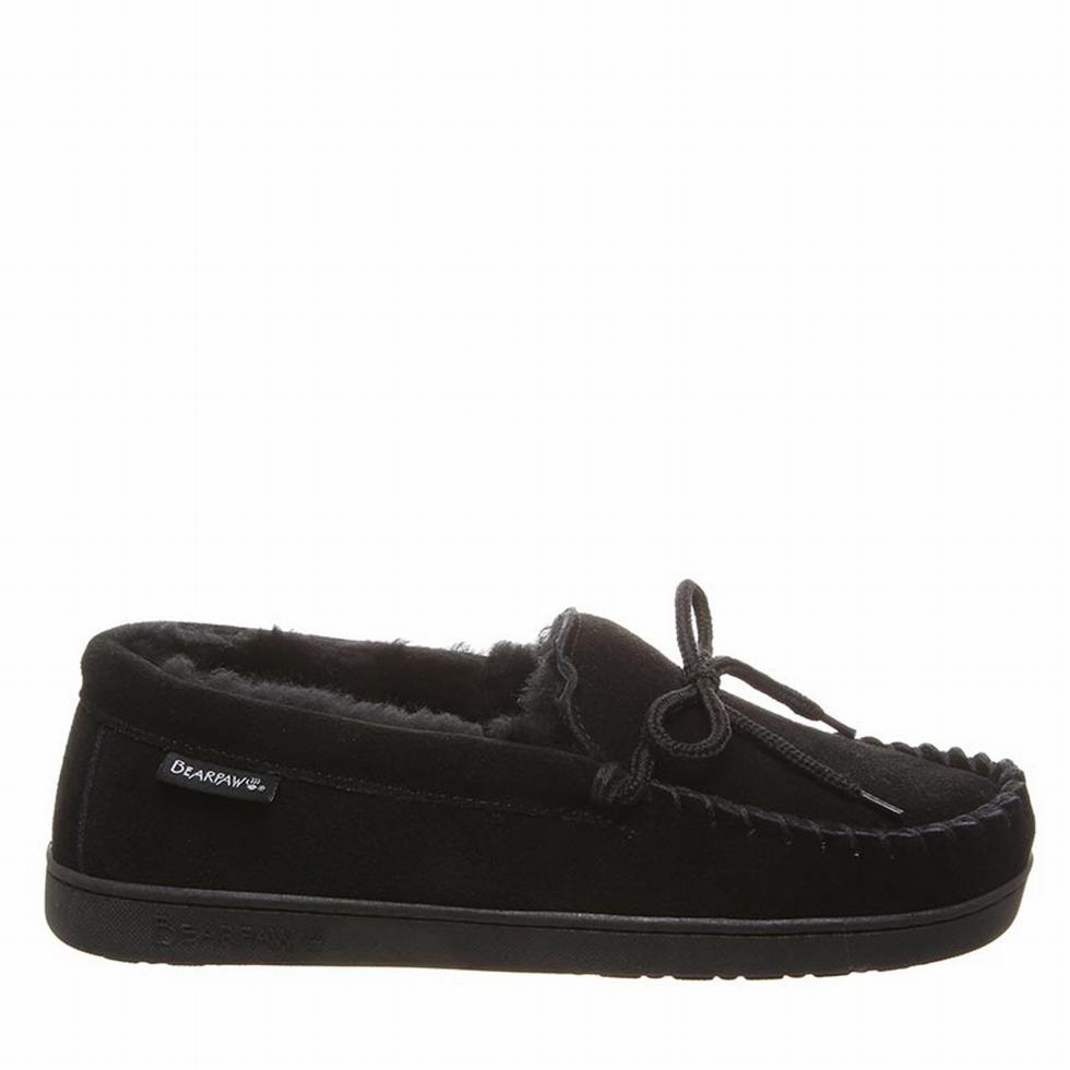 Men Bearpaw Moc II Wide loafers Black | UDL766OZ