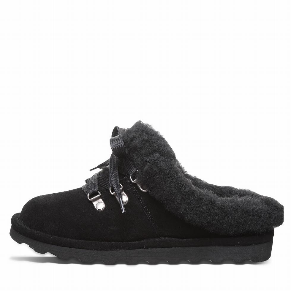 Women Bearpaw Cedar Slippers Black | TEH3283EJ