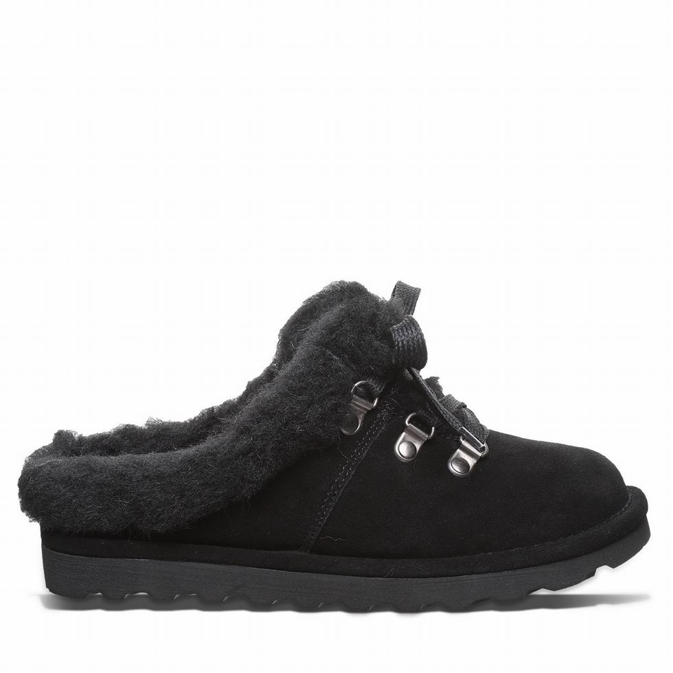 Women Bearpaw Cedar Slippers Black | TEH3283EJ