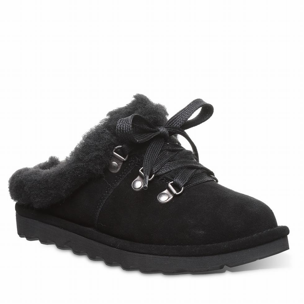 Women Bearpaw Cedar Slippers Black | TEH3283EJ