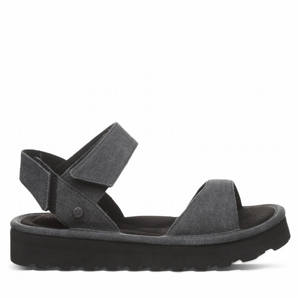 Women Bearpaw Crest Sandals Black | FOI1138VV