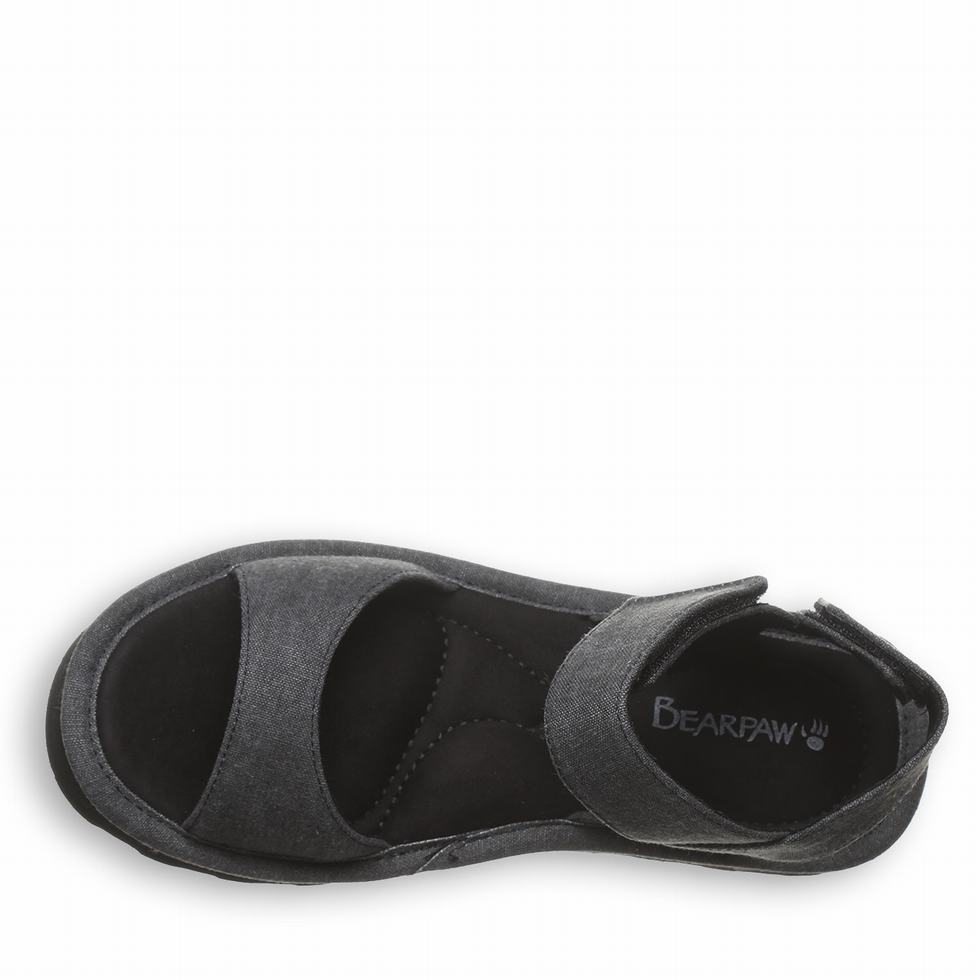 Women Bearpaw Crest Sandals Black | FOI1138VV