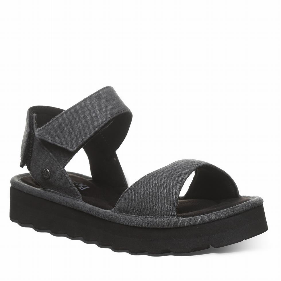 Women Bearpaw Crest Sandals Black | FOI1138VV