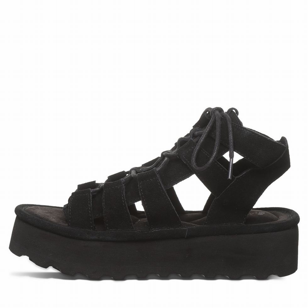 Women Bearpaw Elevation Sandals Black | WWM4591ZE