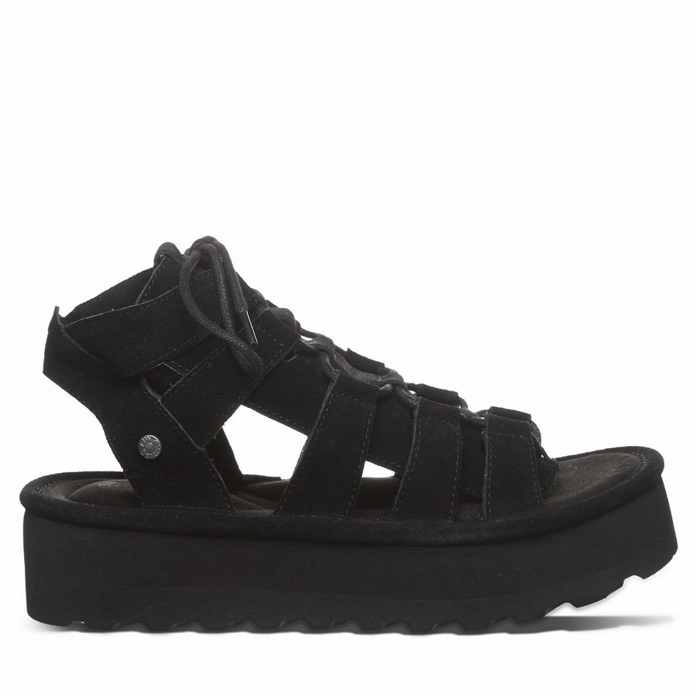 Women Bearpaw Elevation Sandals Black | WWM4591ZE