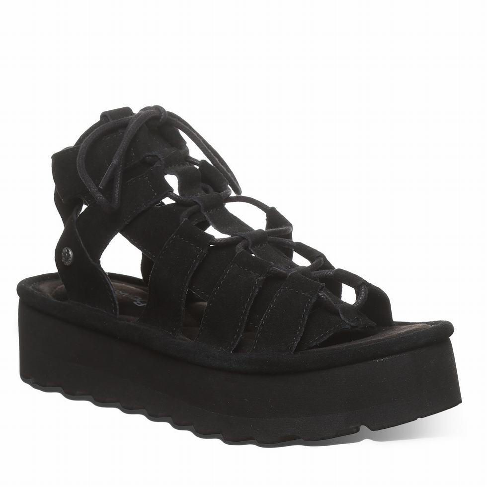 Women Bearpaw Elevation Sandals Black | WWM4591ZE