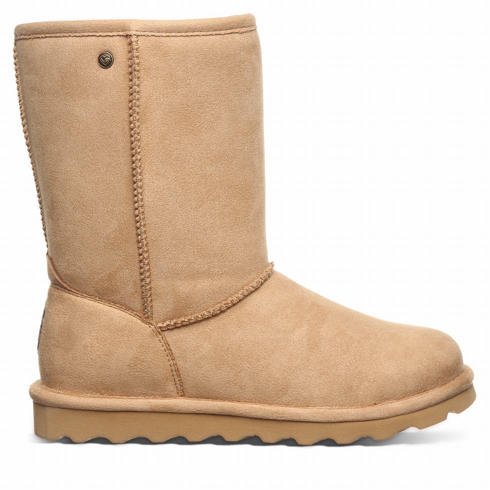 Women Bearpaw Elle Short Vegan Boots Brown | EGC1428RW