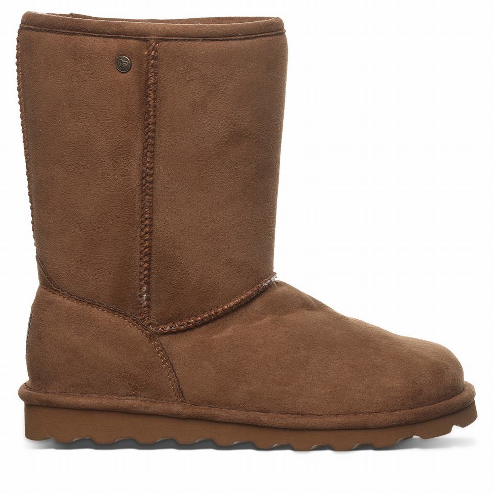 Women Bearpaw Elle Short Vegan Boots Brown | WNJ6491RC