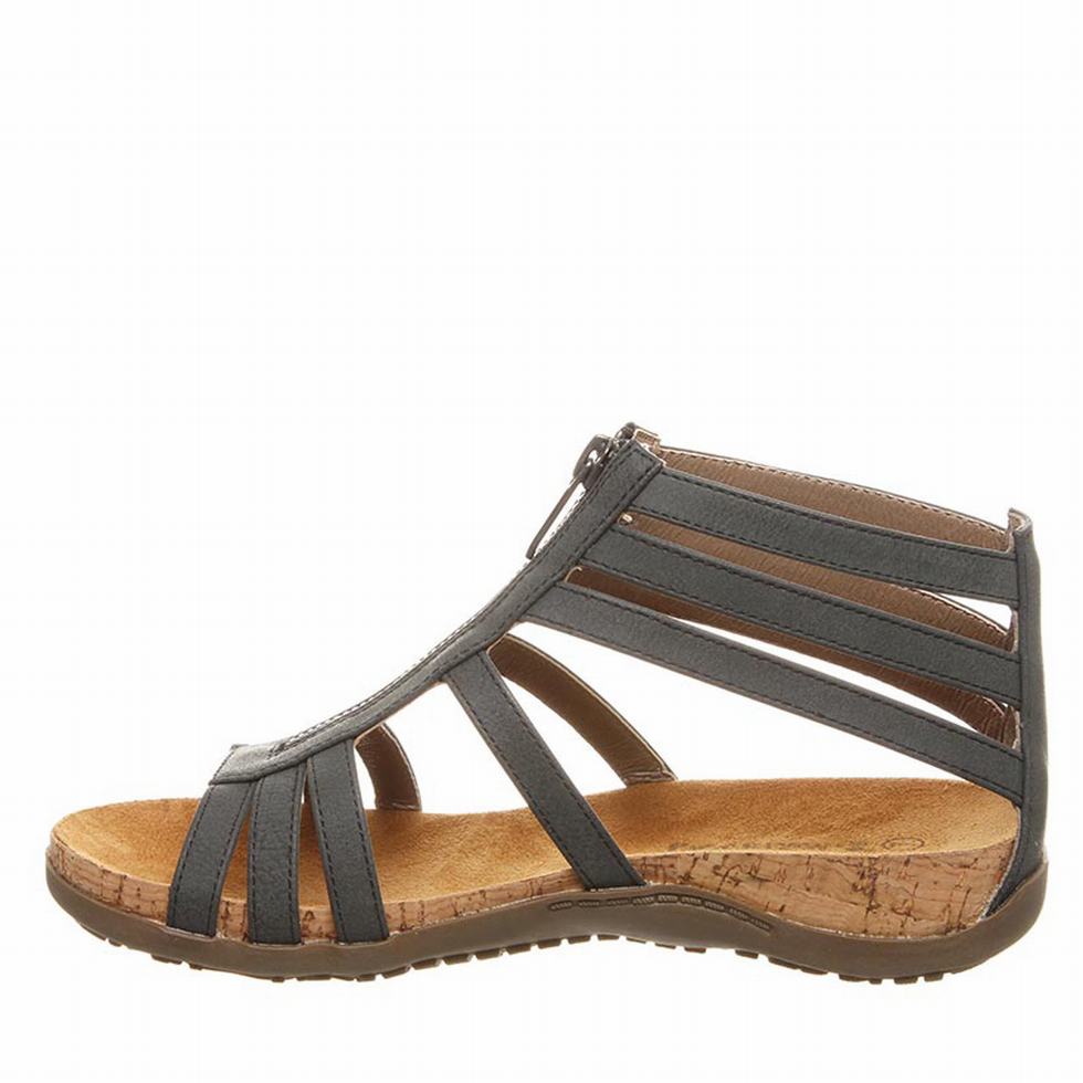 Women Bearpaw Layla Wide Sandals Black | RIR2563OC