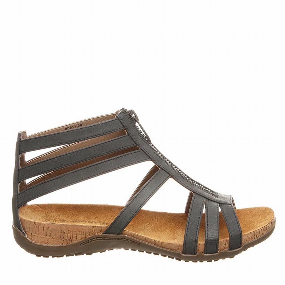 Women Bearpaw Layla Wide Sandals Black | RIR2563OC