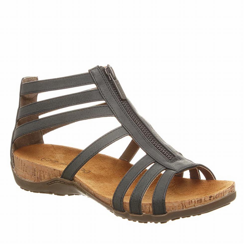 Women Bearpaw Layla Wide Sandals Black | RIR2563OC