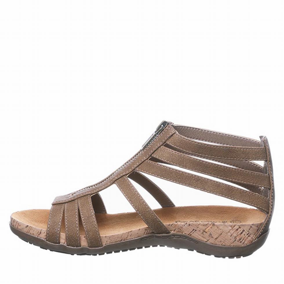 Women Bearpaw Layla Wide Sandals Brown | AXG7846JO