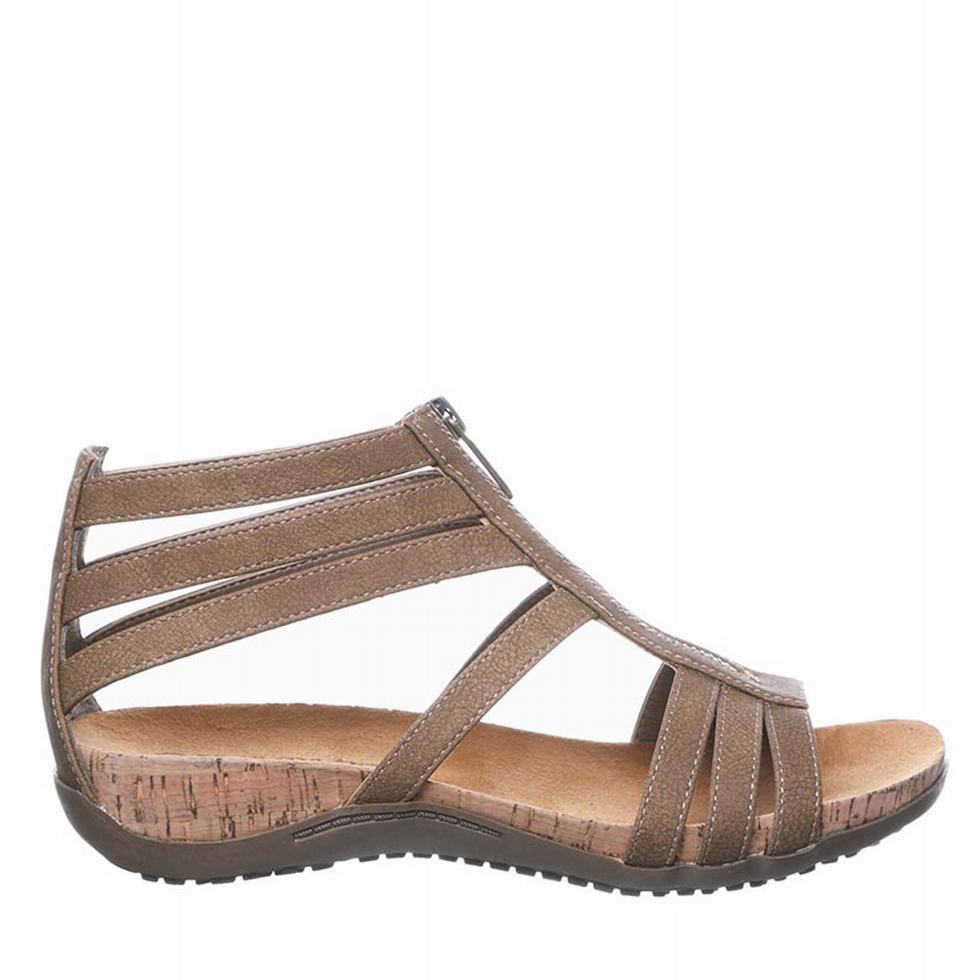 Women Bearpaw Layla Wide Sandals Brown | AXG7846JO