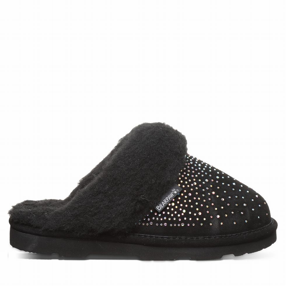 Women Bearpaw Loki Exotic Slippers Black | FEW7434TG