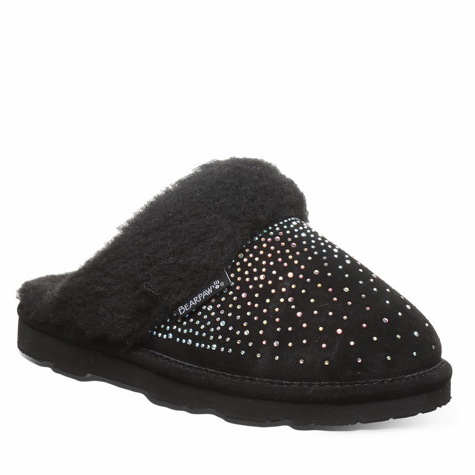 Women Bearpaw Loki Exotic Slippers Black | FEW7434TG