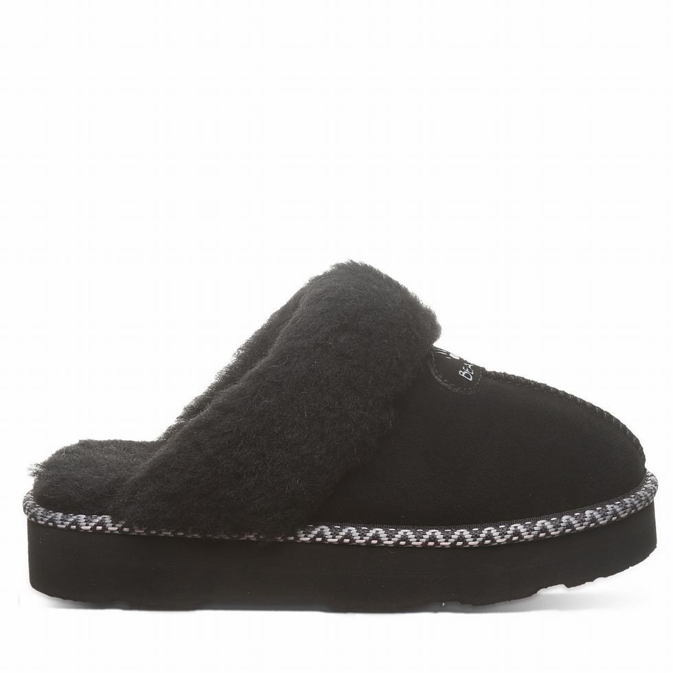 Women Bearpaw Loki Platform Lo Deco Slippers Black | XHV8893NP