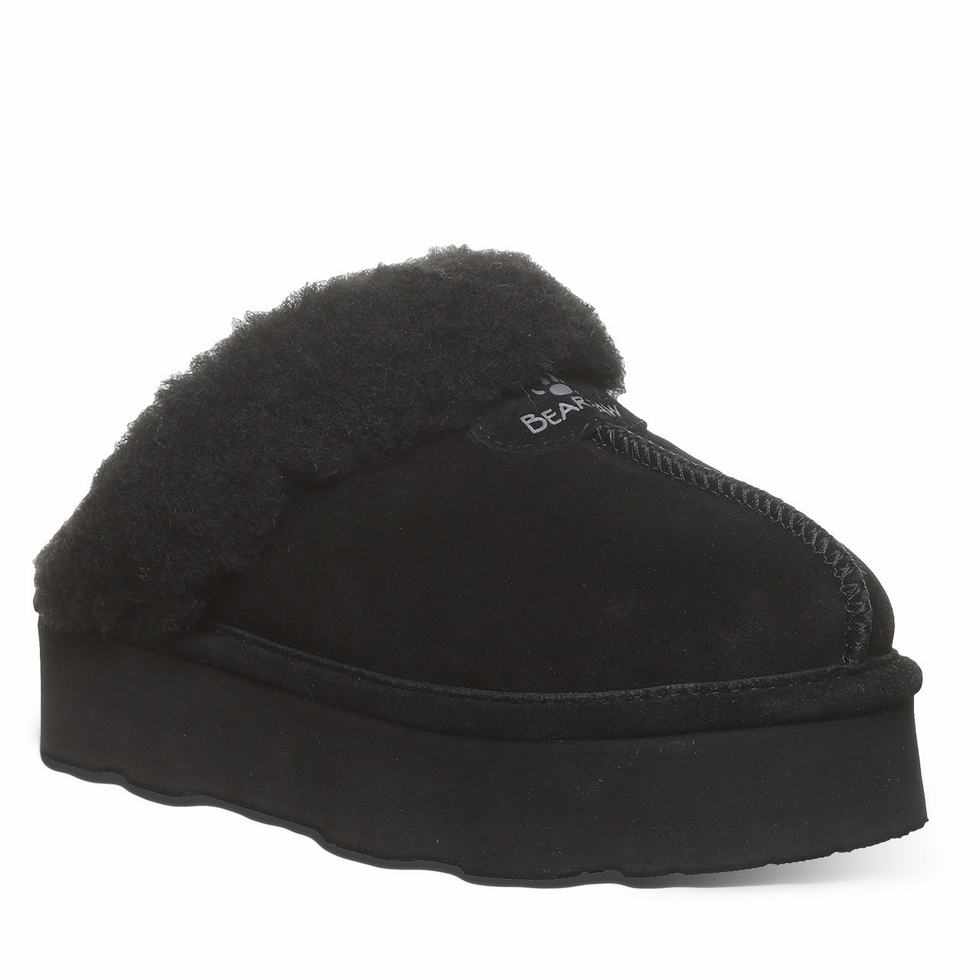 Women Bearpaw Retro Loki Slippers Black | UAU8094KD