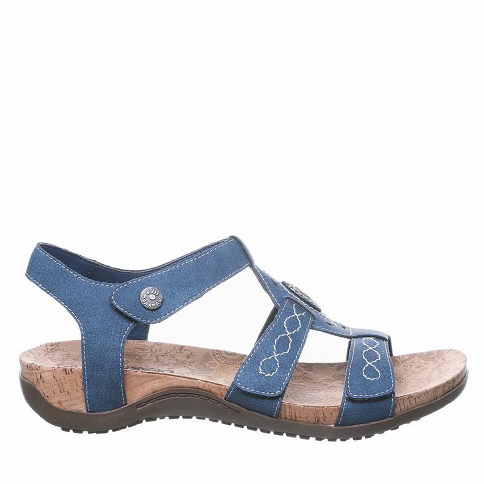 Women Bearpaw Ridley Wide Sandals Blue | COW1435GQ