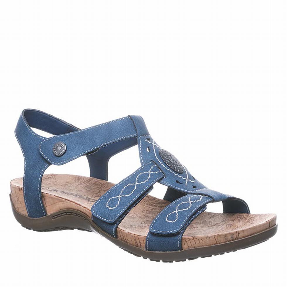 Women Bearpaw Ridley Wide Sandals Blue | COW1435GQ